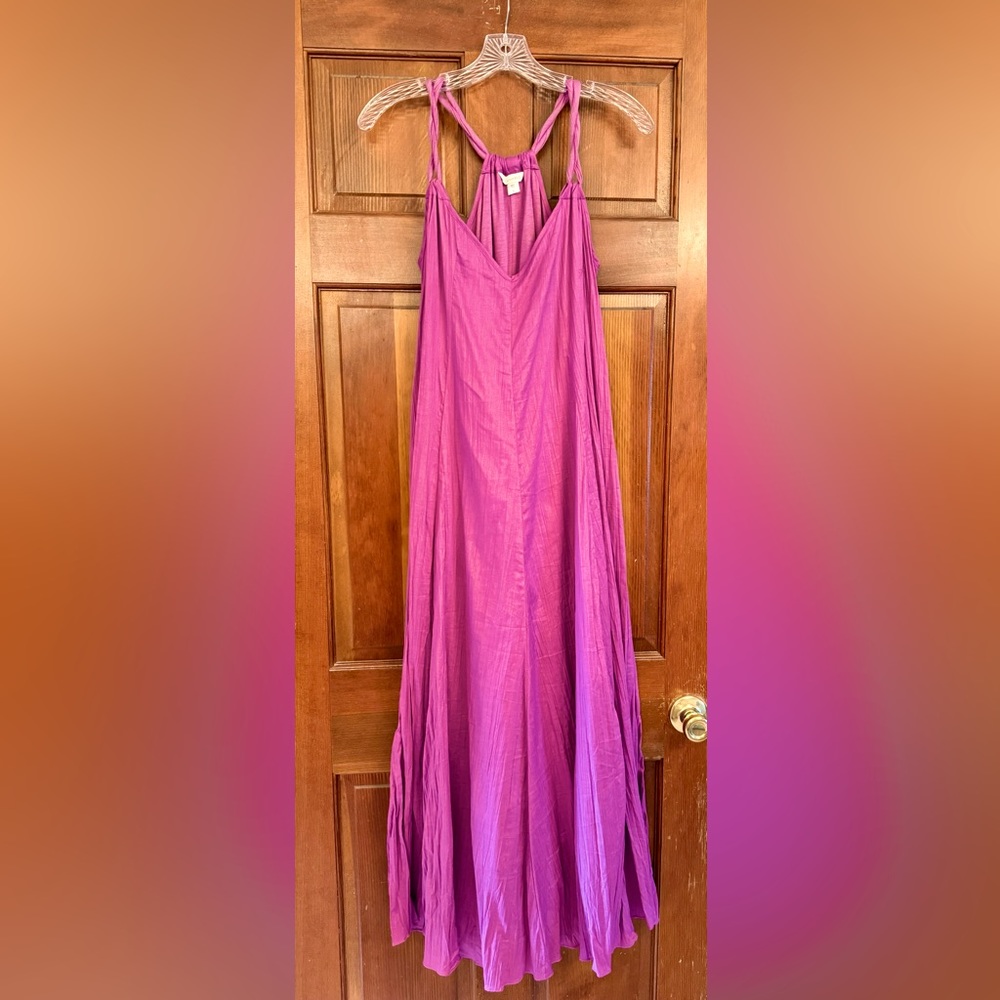 Garnet Hill Midi Length Sleeveless Lined Dress, Purple Size S